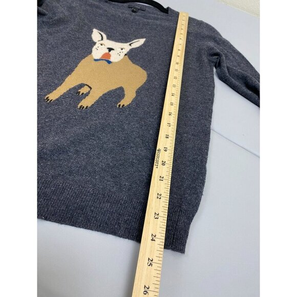 J. Crew cashmere Wool rabbit Hair gray Sweater Gray Women sz Gray French Bulldog - Picture 8 of 9